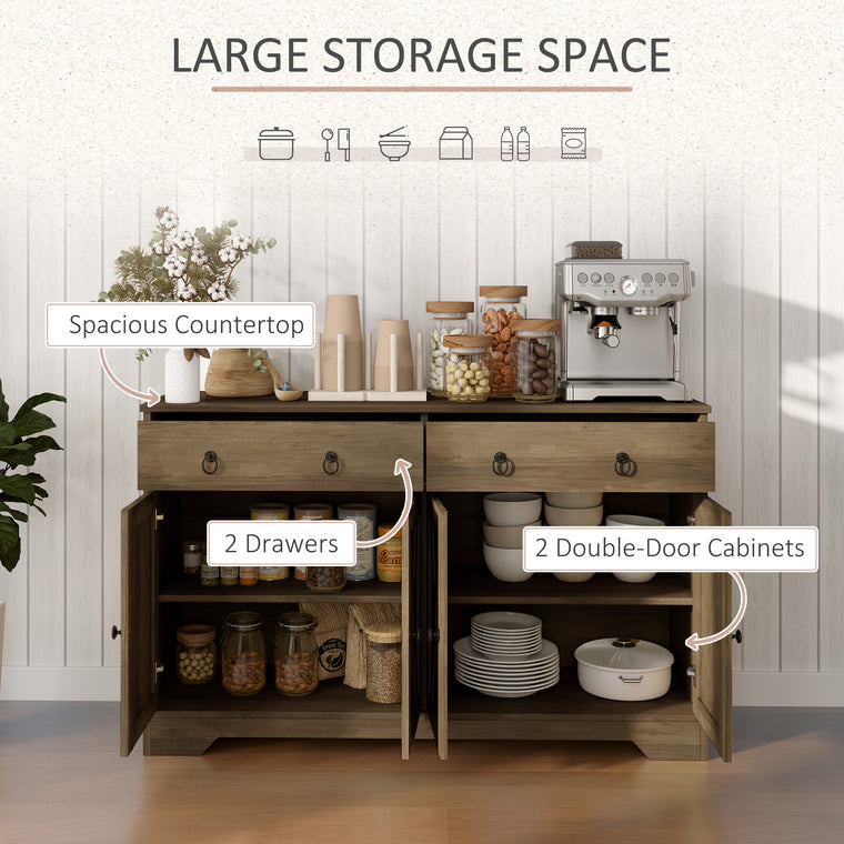 Kitchen Sideboard with Barn Doors and 2 Drawers