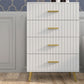 4 Drawer Cabinet, Drawer Chest for Bedroom, Chest of Drawers with Aluminium Legs and Gold Handles, White