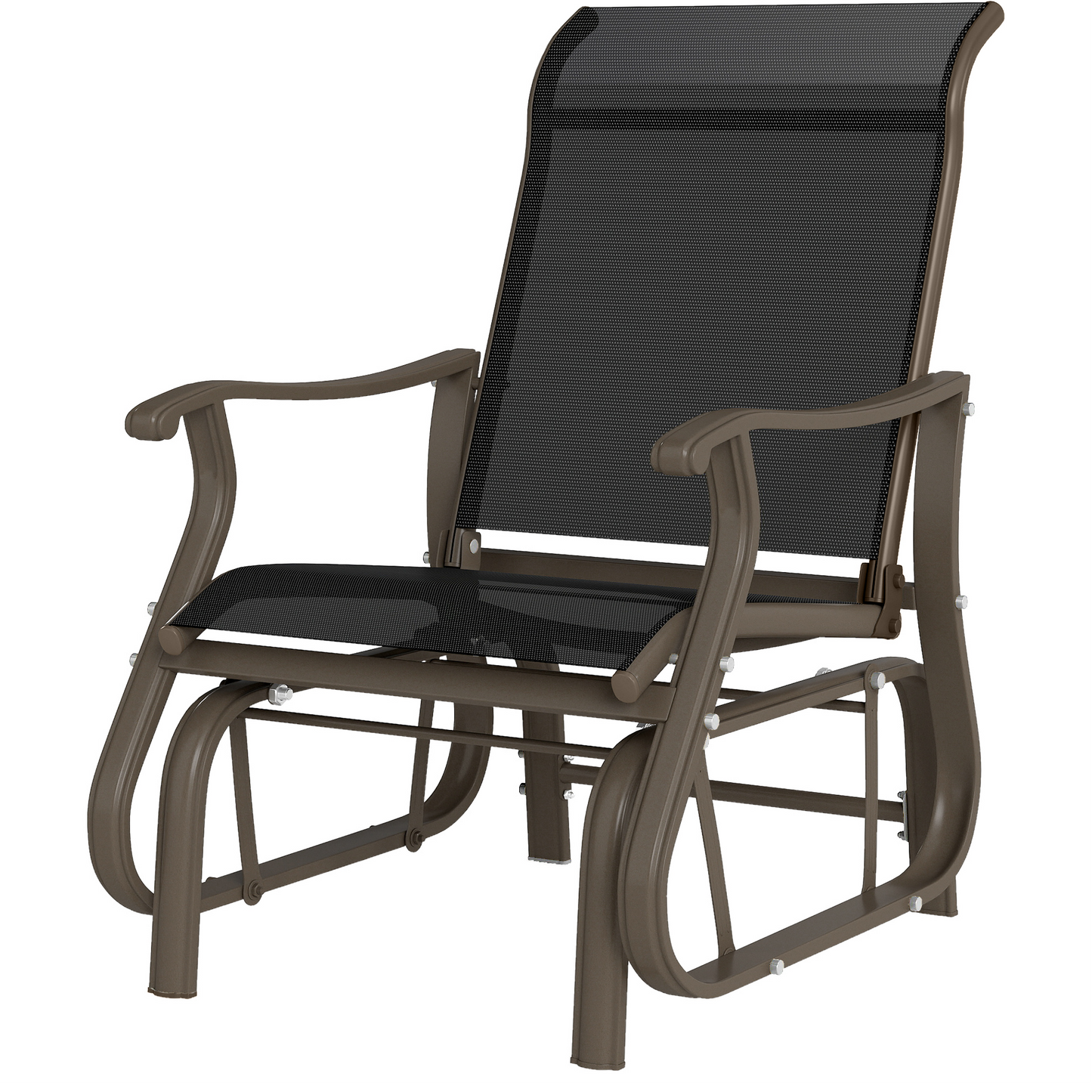 Outdoor Glider Chair, Patio Glider with Steel Frame and Mesh Fabric, Outdoor Chair for Backyard, Garden, Porch, Black