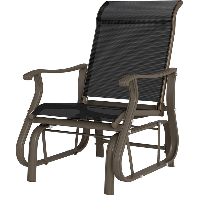 Steel Frame Patio Glider Chair with Mesh Fabric - Black