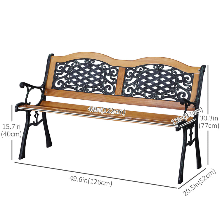 Natural Wood 50" Garden Bench with Metal Frame