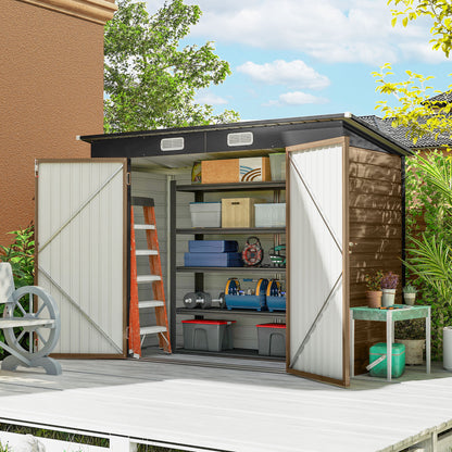 8' x 4' Galvanized Storage Shed with Double Doors and Vents