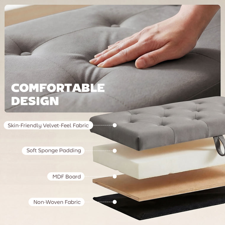 Tufted Velvet Storage Ottoman Bench