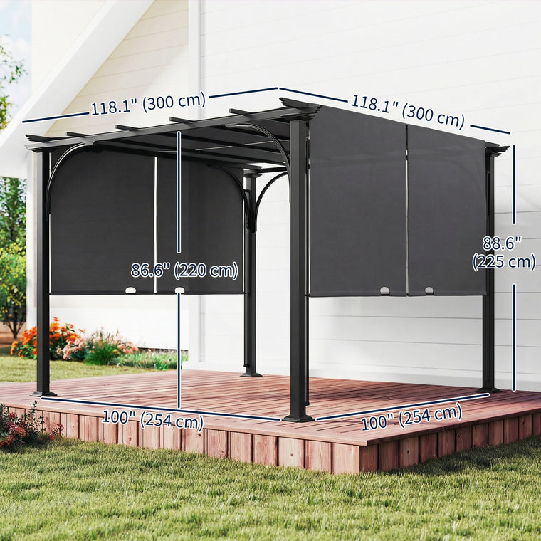 10' x 10' Retractable Pergola with UPF50+ Sun Shade