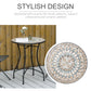 Mosaic Patio Table, Round Coffee Table with Metal Frame, Garden Furniture for Outdoor, Poolside, Green