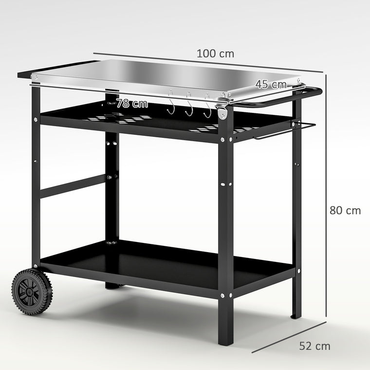 BBQ Stand with Stainless Steel Top & Adjustable Shelf