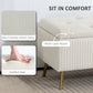 Storage Ottoman Bench, 43 Inch Large Storage Chest with Steel Legs and Padded Seat, Foot Rest, Load 485 lbs, Beige