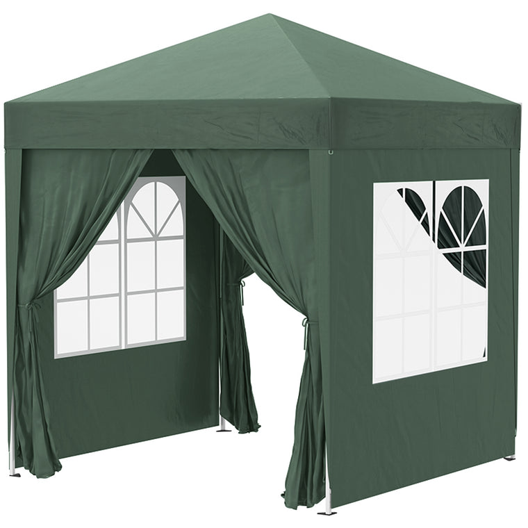 6.6' x 6.6' Dark Green Pop-Up Gazebo with Sidewalls & Bag
