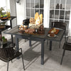 Extendable Dining Table, Rectangular Patio Outdoor Table with Aluminum Frame and Plastic Board Tabletop for Lawn, Grey