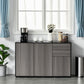 Kitchen Sideboard Storage Cabinet, Modern Coffee Bar with Push-Open Design and 2 Drawers for Living Room, Black