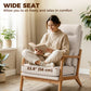 Modern Accent Chair, Linen Armchair with Lumbar Pillow, High Back, Wide Seat, Thick Cushion, Solid Wood Frame, Cream White
