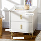 Bedside Table, Modern Nightstand with 2 Drawers, Side End Table with Metal Legs for Living Room, Bedroom, White