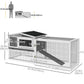 Wooden Rabbit Hutch Guinea Pig House with Removable Tray, Openable Roof, Trough, Run for Tortoises and Ferrets, Grey