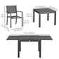 Patio Dining Set for 6, Aluminum Expandable Outdoor Table and 6 Stackable Chairs with Padded Back, Mesh Seat, Black