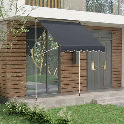6.6' x 5' Black Retractable Patio Awning with UV Protection