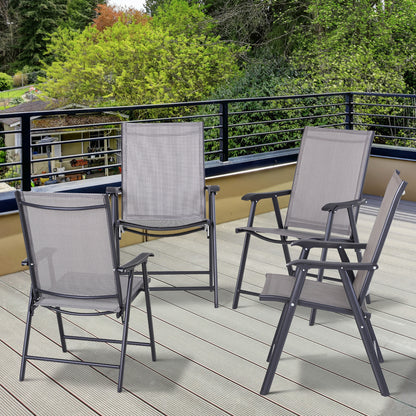 Grey 4-Piece Folding Chair Set with Armrests