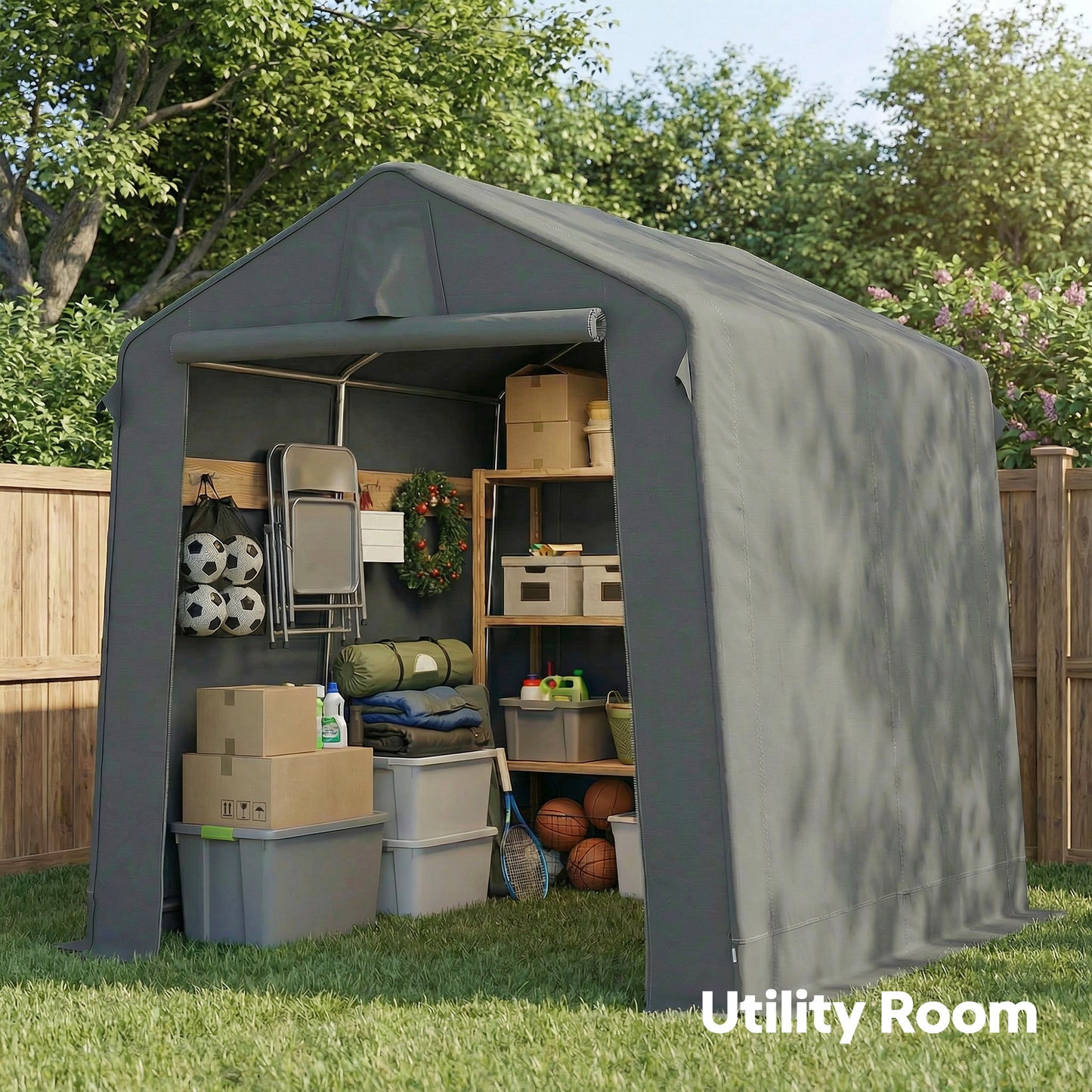 7.5' x 6.2' Portable Bike Tent with Roll-Up Zipper Door