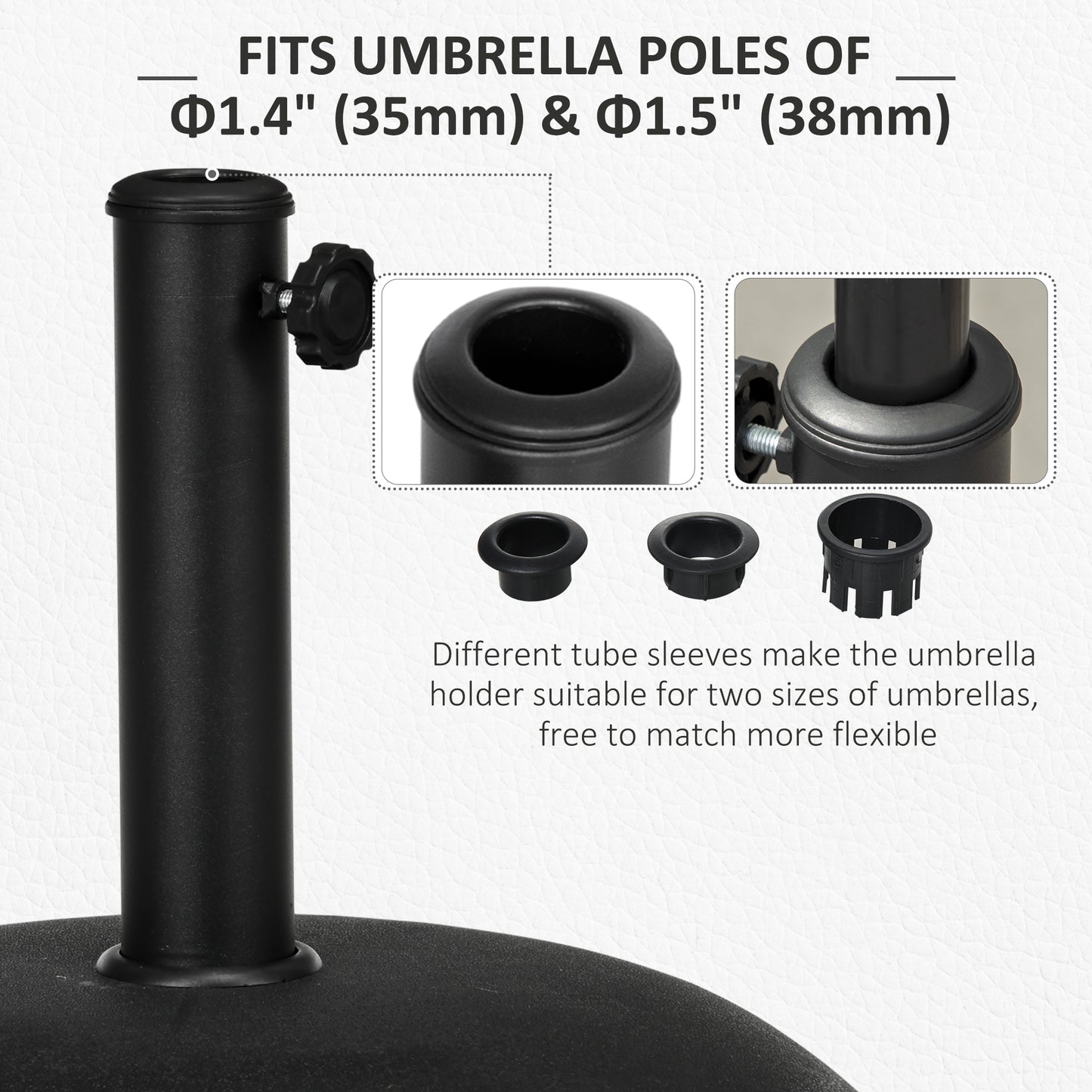 44 lbs Cement Round Umbrella Base Holder 19" Heavy Duty Parasol Stand for Patio, Outdoor, Backyard, Black