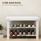 Bamboo Shoe Storage Bench, 3-Tier Entryway Bench with 2 Storage Shelves for Hallway, Holds 6 Pairs, White