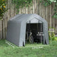 8' x 6' Carport with Sidewalls and Roll-up Door, Outdoor Storage Shelter for Motorcycle and Car, Dark Grey