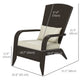 Patio Wicker Adirondack Chair, Outdoor Rattan Muskoka Chair with Cushions for Patio, Garden, Backyard Dark Blue