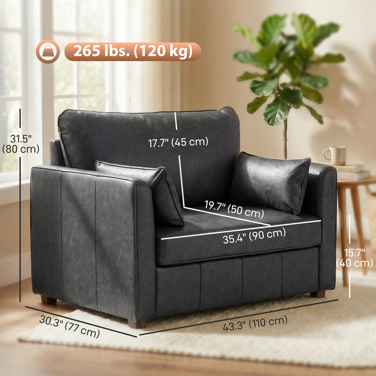 PU Leather Accent Chair with Pillows