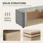 Storage Ottoman Bench, Linen-Look Fabric Upholstered Ottoman with Storage, Wide Padded Seat, Light Grey