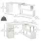 L-Shaped Rotating Computer Desk Home Office Study Workstation with Storage Shelves, Cabinet and Drawer for Home & Office, White