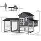 82" Chicken Coop Wooden Hen House Rabbit Hutch Poultry Cage Pen Outdoor Backyard with Nesting Box and Run, Grey
