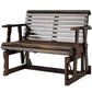 Outdoor Glider Bench, Wooden Glider Chair with 2 Cupholders, Slatted Seat and Armrests, Patio Swing Rocking Loveseat