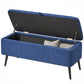 40" Ottoman with Storage, Linen Upholstered Storage Ottoman Bench with Steel Legs for Living Room, Bedroom Dark Blue