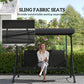 3 Person Outdoor Porch Swing Chair with Adjustable Canopy, Black