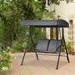 2-Seat Patio Swing Chair, Outdoor Porch Swing Glider w/ Tilting Canopy and Weather Resistant Steel Frame, Dark Grey