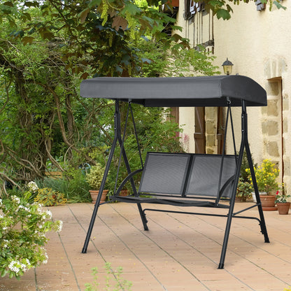 2-Seat Porch Swing Glider with Tilting Canopy