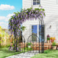 7.4ft Steel Garden Arch with Gate, Garden Arbor Trellis for Climbing Plants, Roses, Vines, Wedding Arch for Outdoor, Garden, Lawn, Backyard, Black