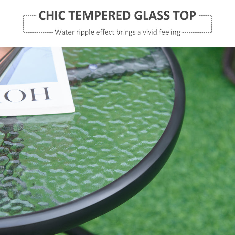 20" Round Outdoor End Table with Glass Top