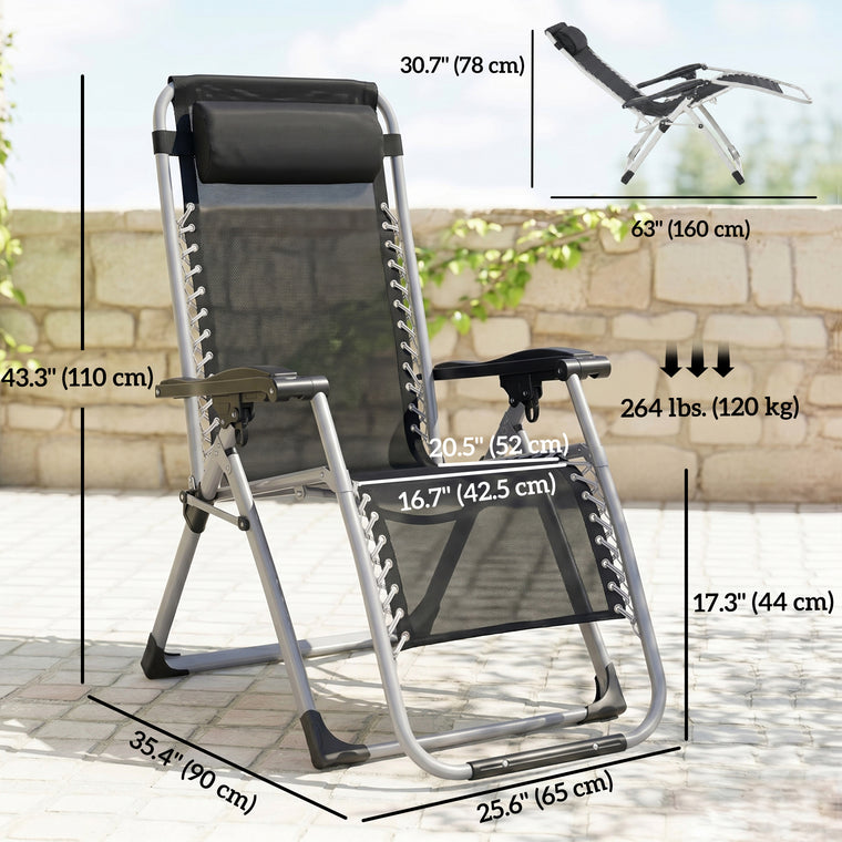 Reclining Zero Gravity Chair with Cushion & Headrest