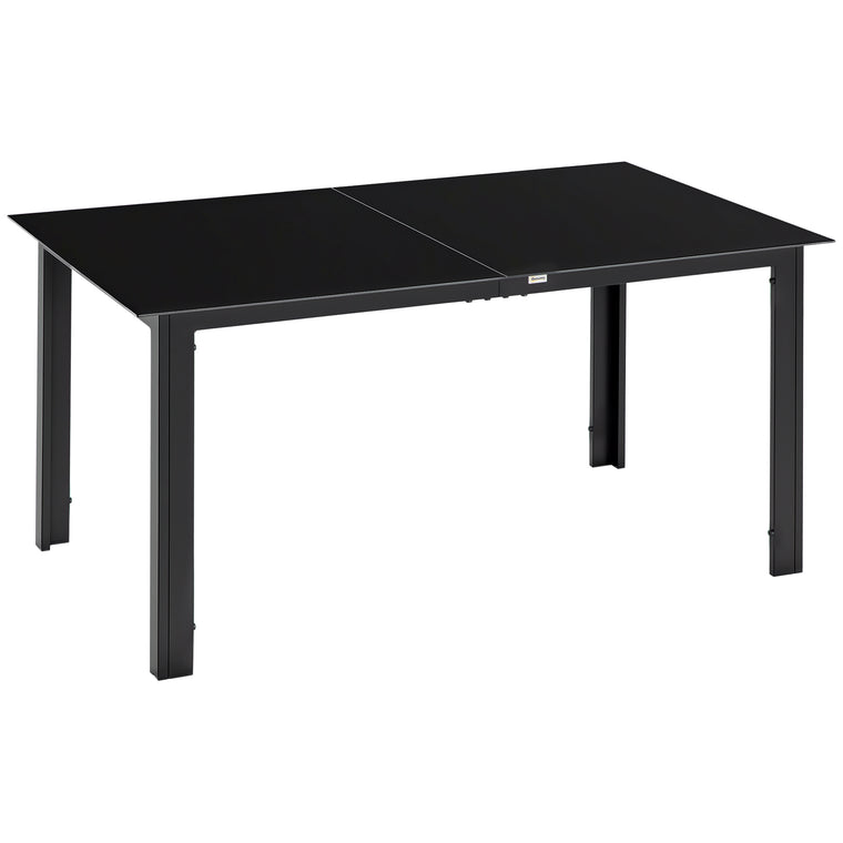 59" Aluminum Dining Table with Glass Tabletop