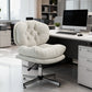 Computer Desk Chair, Armless Office Chair with Wide Padded Seat and Adjustable Height, Cream White