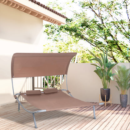 79" Brown Double Chaise Lounger Hammock Bed