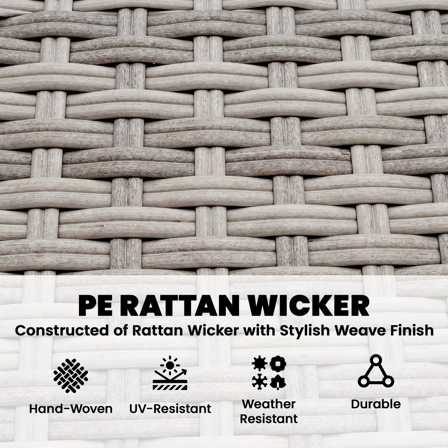 3pcs Modern Rattan Sofa Set, Wicker Patio Furniture Set with Coffee Table, Cushions, Pillows