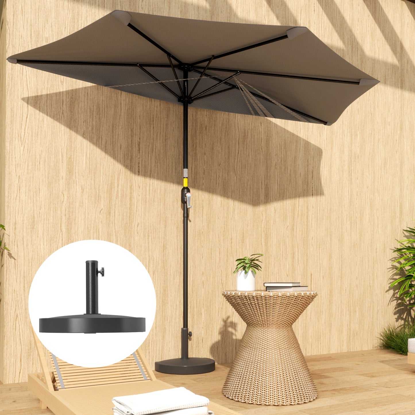 20 lbs Black Resin Half Parasol Base