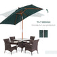 6.6x5ft Square Market Parasol, Wooden Patio Umbrella with Tilt Mechanism and 6 Bamboo Ribs, Garden Sunshade, Green
