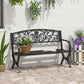 50" 2-Seater Garden Bench, Patio Porch Decorative Chair Cast Iron Loveseat Outdoor Furniture for Yard, Lawn, Porch, Black