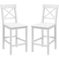 Counter Height Stools Set of 2, Farmhouse Bar Stools with Backs, Solid Wood Counter Stools for Kitchen Island White