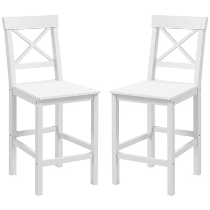 Solid Wood Counter Height Bar Stools Set of 2 - White