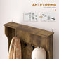 4-In-1 Hall Tree with Coat Rack, Top Shelf, Shoe Storage and Bench Seat, Entryway Bench with 4 Hooks, Rustic Brown