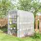 Walk-in Mini Greenhouse with Shelves, Portable Outdoor Greenhouse with Roll-up Door, 123 x 187 x 189 cm, White