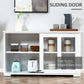 Modern Kitchen Sideboard, Stackable Storage Cabinet, Sliding Glass Door Console, Cupboard Serving Buffet for Kitchen & Dining Room, White