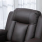 Swivel Massage Recliner Chair Rocker, Overstuffed Manual Reclining Sofa, PU Leather Rocking Chair with Side Pockets, Cup Holders, for Living Room, Nursery, Brown